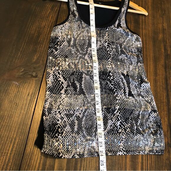 Express Sequin Tank Top Women’s XS Animal Print Black Snakeskin Print Biker Boho - Picture 4 of 8